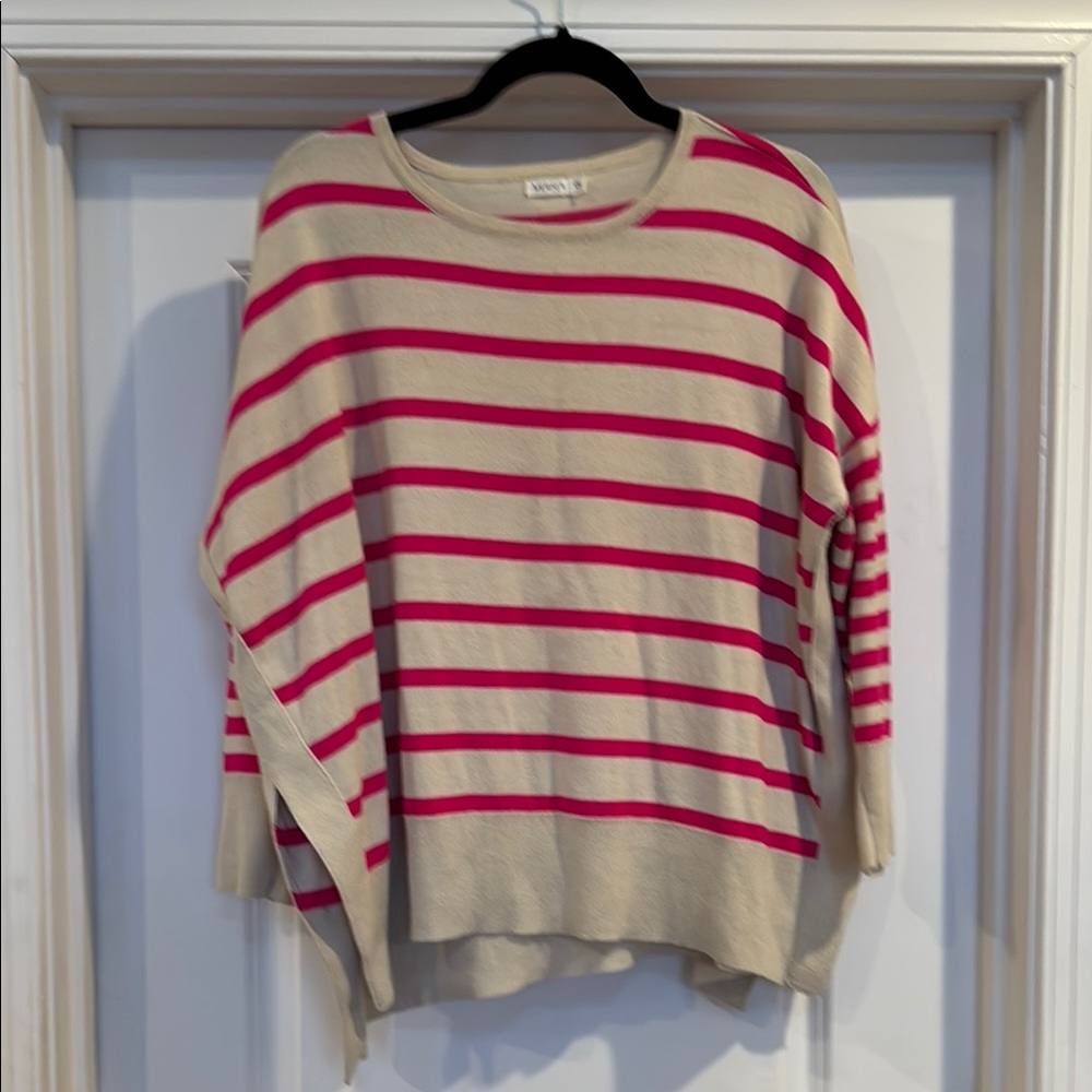 Mersea Cream and Pink Striped Pullover